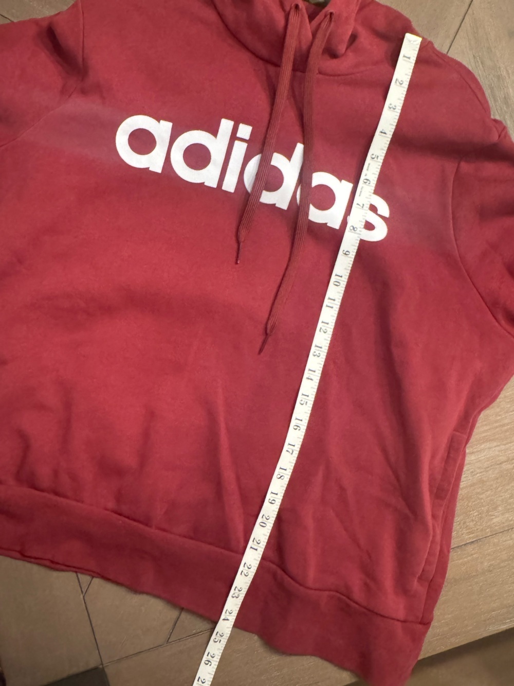 Adidas Women's Maroon Pullover Hoodie with White Logo - Picture 10 of 10